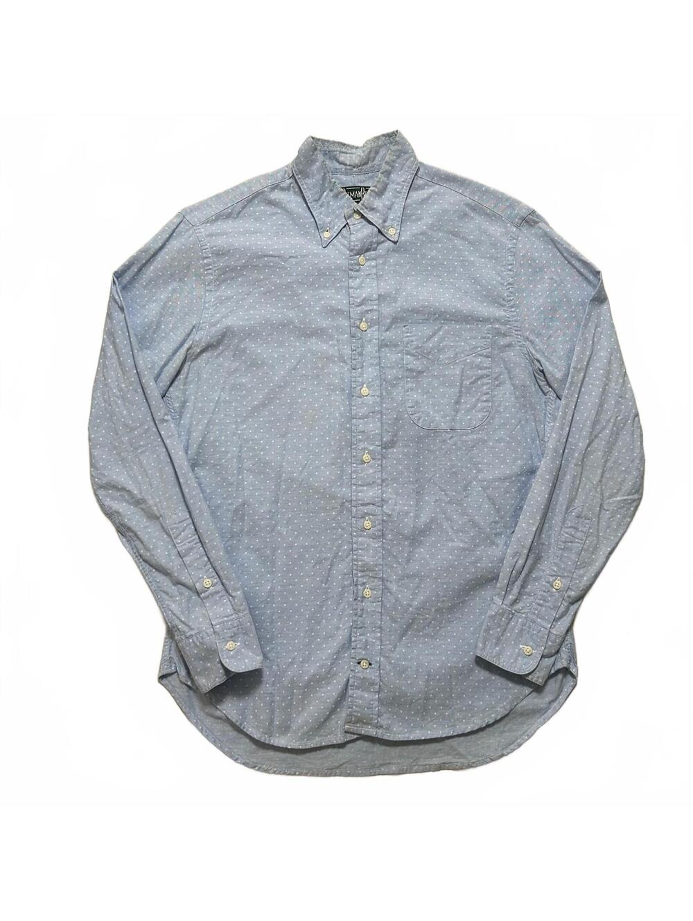 Gitman Bros Vintage Long Sleeve Dot Pattern Shirt Men’s M Light Blue Made in USA